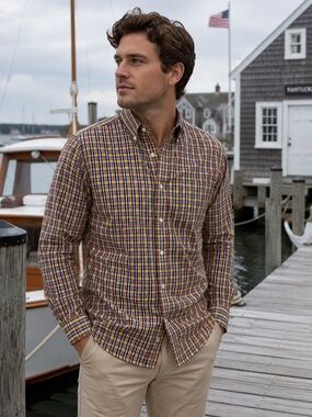 Lands’ End colorful yellow plaid button down